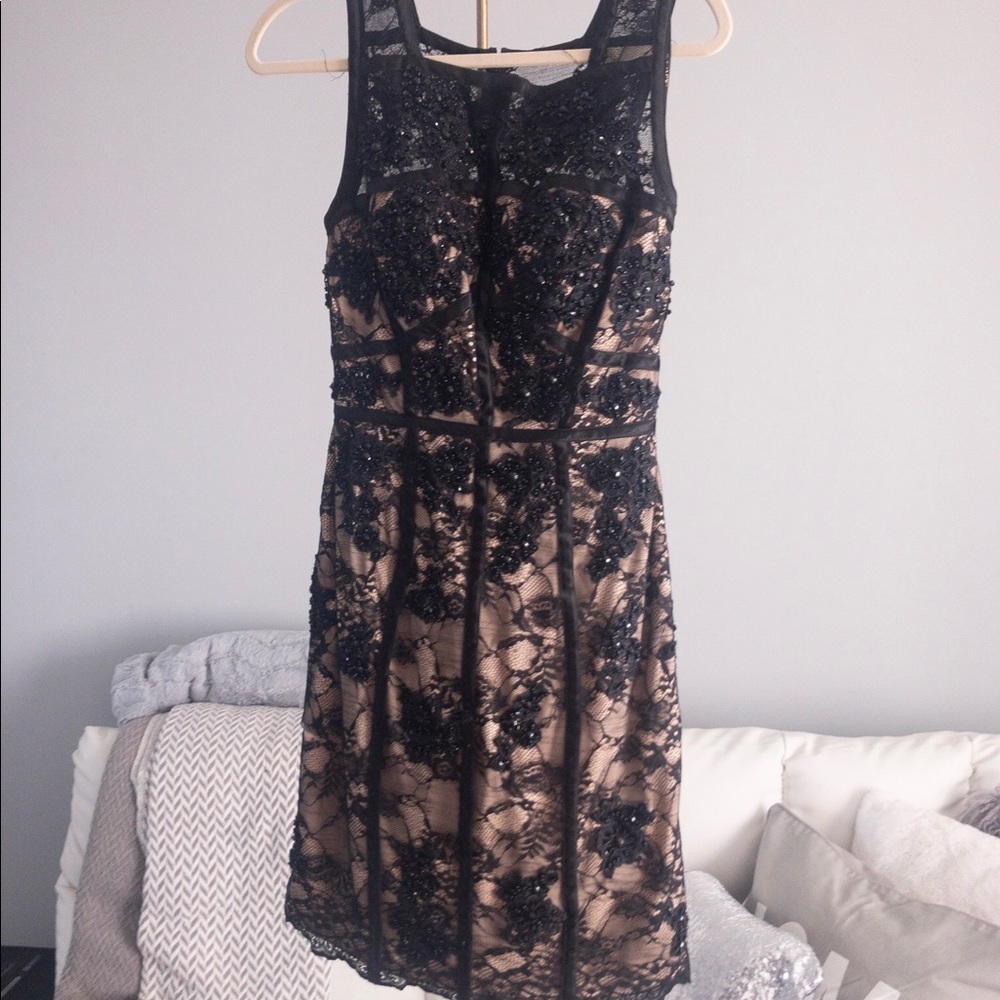 Jovani black & cream midi dress. Size 4